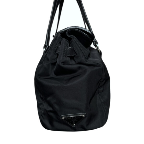 Prada Nylon Leather Buckle Shoulder Bag in Black / Silver - Image 3