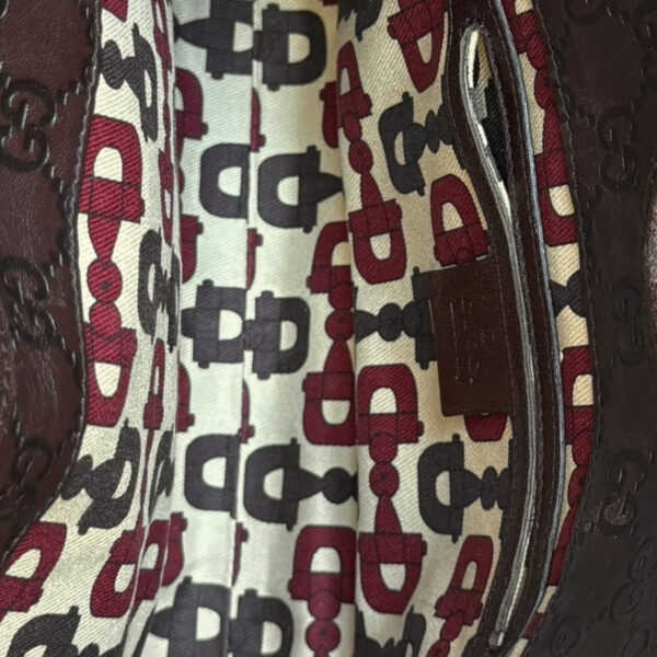 Gucci Monogram Leather Jackie Shoulder Bag in Brown / Gold - Image 5