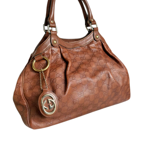 Gucci Monogram Leather Sukey Hobo Shoulder Bag in Tan Brown / Gold - Image 2