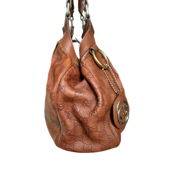 Gucci Monogram Leather Sukey Hobo Shoulder Bag in Tan Brown / Gold - Image 3