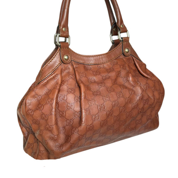 Gucci Monogram Leather Sukey Hobo Shoulder Bag in Tan Brown / Gold - Image 4