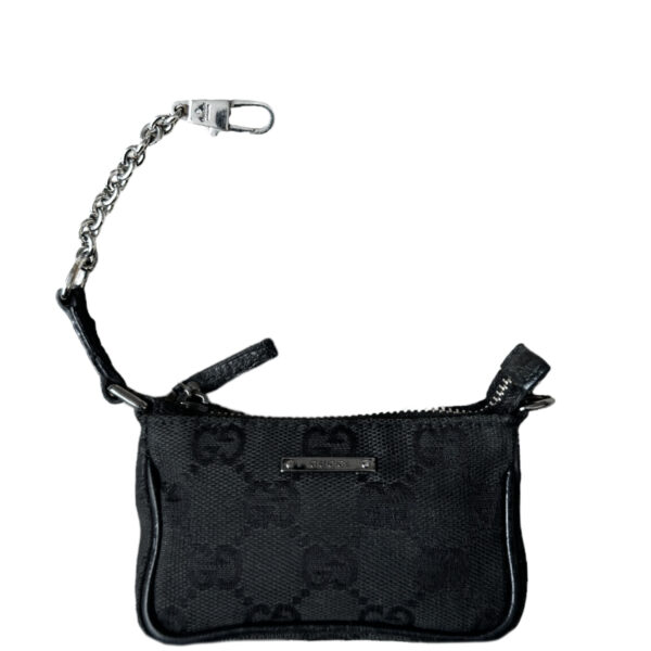 Gucci Monogram Mini Coin Purse / Bag in Black / Silver