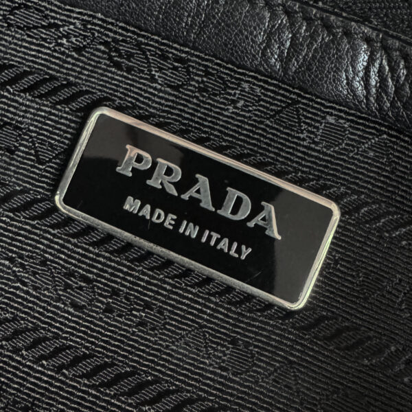 Prada Nylon Leather Buckle Shoulder Bag in Black / Silver - Image 7