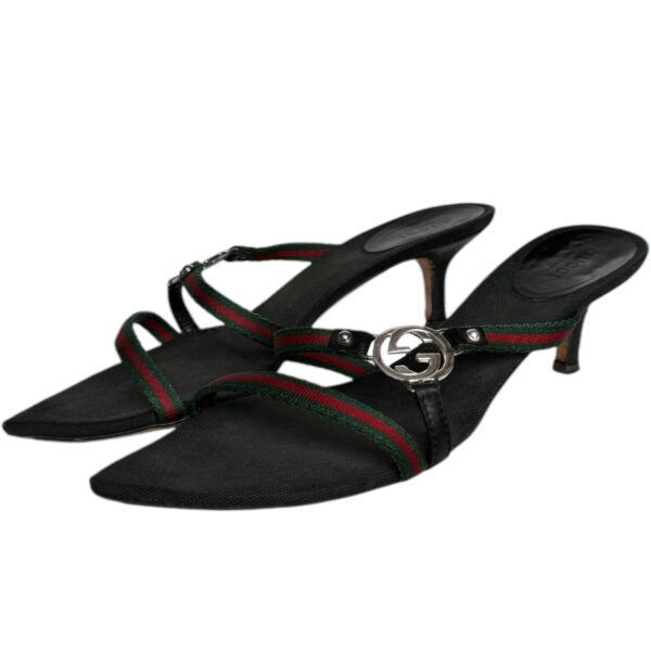 Vintage Gucci Logo Strappy Heels in Black UK 4.5 | NITRYL