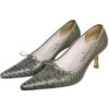 Vintage Chanel Bow Logo Python Heels in Khaki Green UK 3.5 | NITRYL