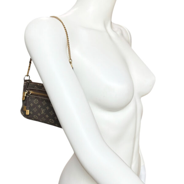 Louis Vuitton Monogram Chain Mini Pochette Shoulder Bag in Brown – Grey / Gold - Image 7