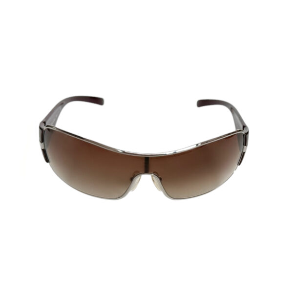 Prada Logo Wraparound Sunglasses in Burgundy / Brown / Silver - Image 2