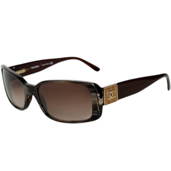 Vintage Chanel Logo Marble Sunglasses in Brown / Gold | NITRYL