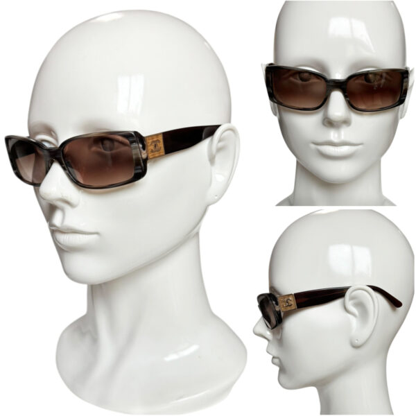 Chanel Logo Marble Sunglasses in Brown / Gold - Image 4