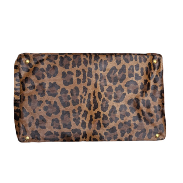 Prada Leopard Print Calfskin Canapa Tote Bag in Brown / Gold - Image 5