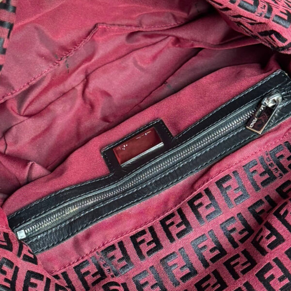 Fendi Monogram Shoulder Baguette Bag in Red / Black / Silver - Image 6
