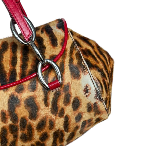 Dior Leopard Print Calfskin Diva Cursive Logo Shoulder Bag in Brown / Red / Silver - Image 7