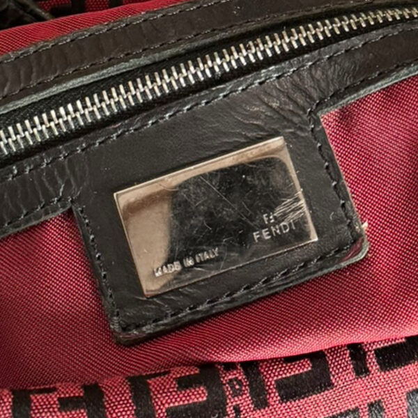 Fendi Monogram Shoulder Baguette Bag in Red / Black / Silver - Image 7
