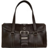 Vintage Prada Buckle Leather Logo Shoulder Bag in Brown / Silver | NITRYL