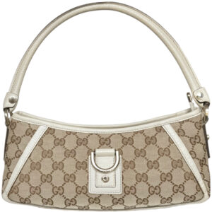 Vintage Gucci Monogram D Ring Shoulder Bag in Beige / Cream / Gold | NITRYL