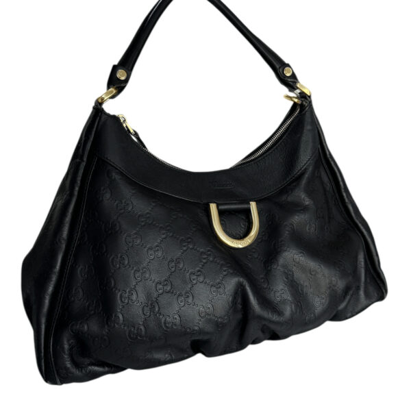 Gucci Monogram D Ring Hobo Shoulder Bag in Black / Gold - Image 2