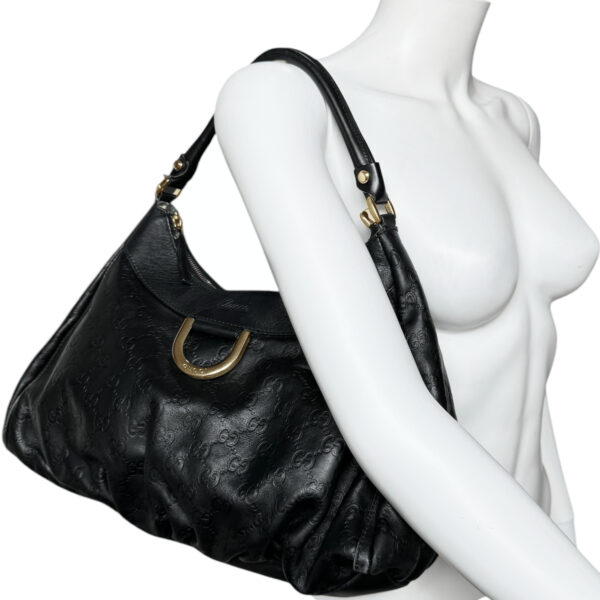 Gucci Monogram D Ring Hobo Shoulder Bag in Black / Gold - Image 8