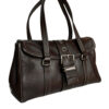 Prada Buckle Leather Logo Shoulder Bag in Brown / Silver - Image 2