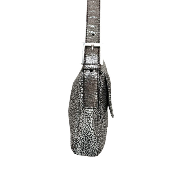 Fendi Speckled Metallic Glitter Crystal Encrusted Shoulder Baguette Bag in Silver - Image 3