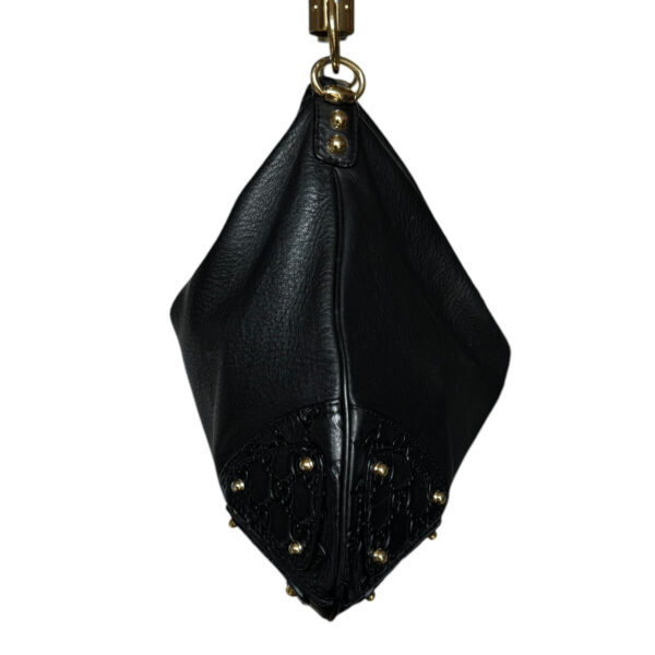 Gucci Leather Monogram Indy Tassel Hobo Shoulder Bag in Black / Gold - Image 3