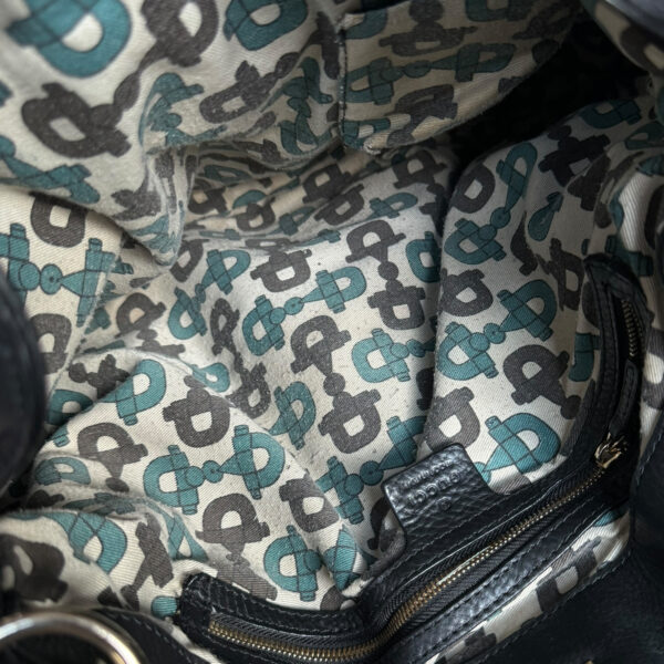 Gucci Leather Monogram Indy Tassel Hobo Shoulder Bag in Black / Gold - Image 6