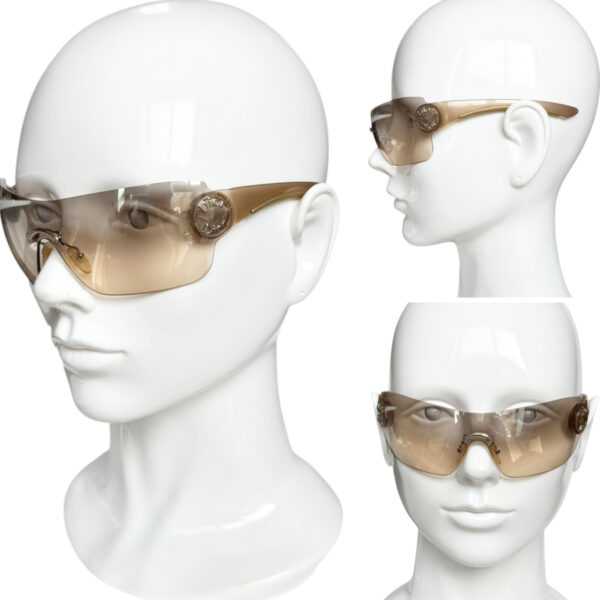 Dior Schlak Logo Wraparound Sunglasses in Gold - Image 4