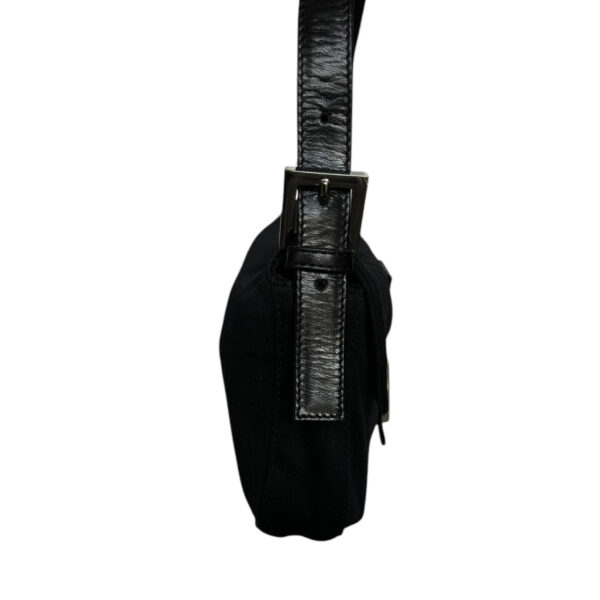 Fendi Classic Silk Shoulder Baguette Bag in Black / Silver - Image 3
