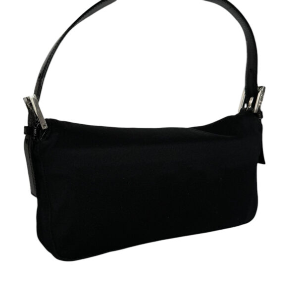 Fendi Classic Silk Shoulder Baguette Bag in Black / Silver - Image 4
