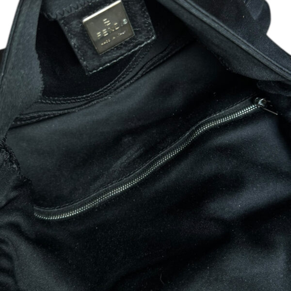 Fendi Classic Silk Shoulder Baguette Bag in Black / Silver - Image 6