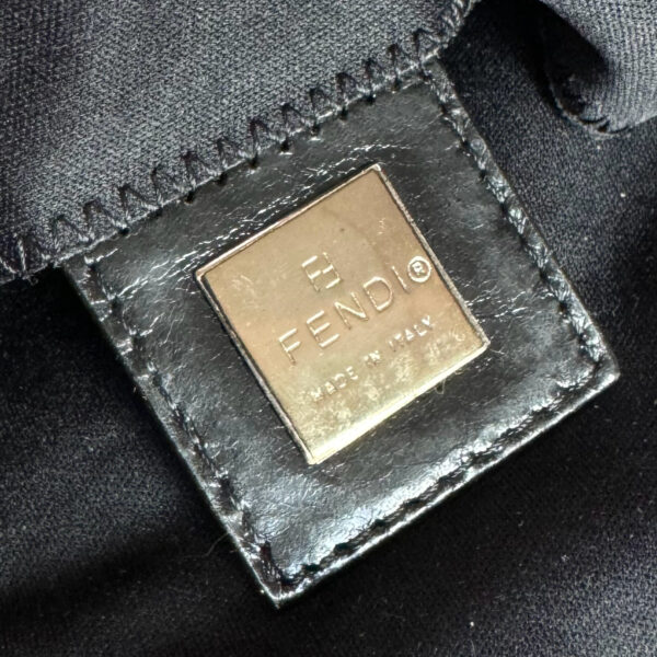Fendi Classic Silk Shoulder Baguette Bag in Black / Silver - Image 7