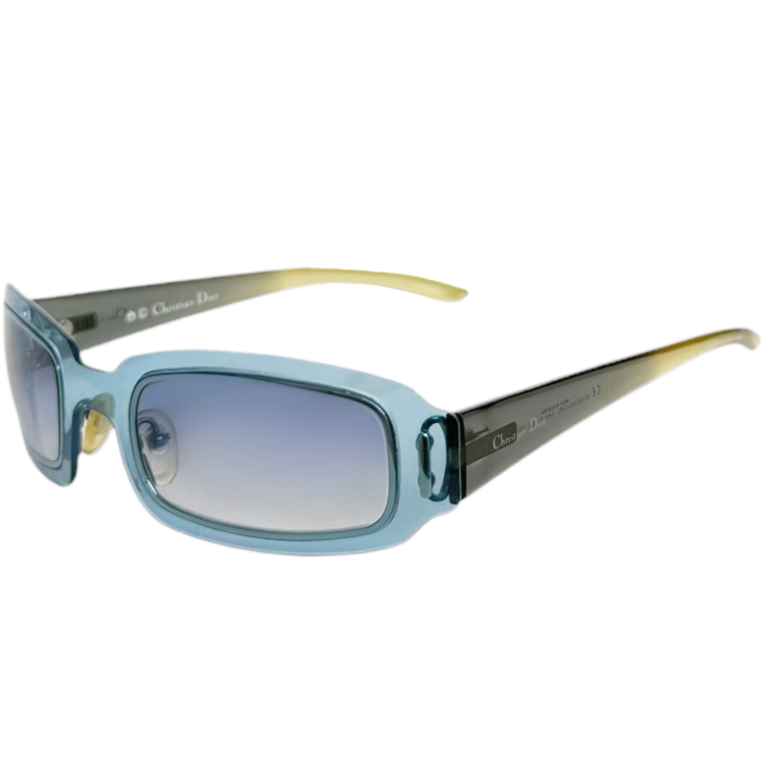 Vintage Dior Logo Rimless Sunglasses in Blue / Green | NITRYL