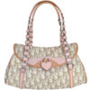 Vintage Dior Monogram Romantic Heart Shoulder Bag in Beige / Baby Pink / Tan | NITRYL