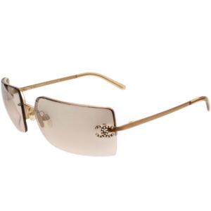 Vintage Chanel Diamante Logo Rimless Sunglasses in Gold | NITRYL