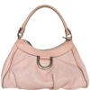 Vintage Gucci Monogram Leather D Ring Hobo Shoulder Bag in Baby Pink / Gold | NITRYL
