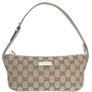Vintage Gucci Monogram Pochette Shoulder Bag in Beige / Cream / Gold | NITRYL