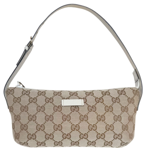 Vintage Gucci Monogram Pochette Shoulder Bag in Beige / Cream / Gold | NITRYL