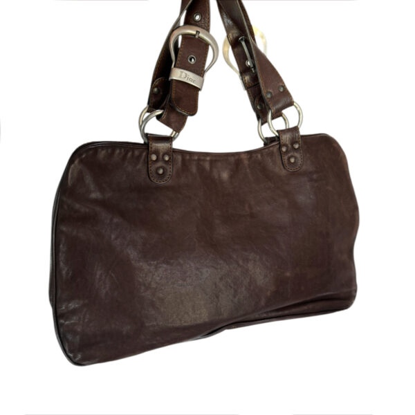 Dior Gaucho Leather Saddle Shoulder Bag in Dark Brown / Tan / Silver - Image 4