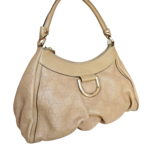Gucci Monogram Leather D Ring Hobo Shoulder Bag in Tan - Beige / Gold - Image 2