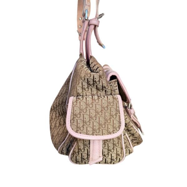 Dior Monogram Pocket Hobo Columbus Shoulder Bag in Beige / Baby Pink / Silver - Image 3