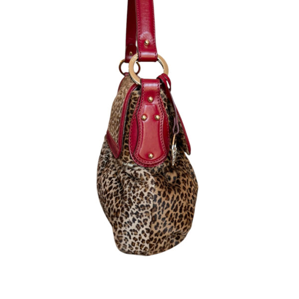 Fendi Leopard Print Calfskin Chef Shoulder Bag in Brown / Red / Gold - Image 3