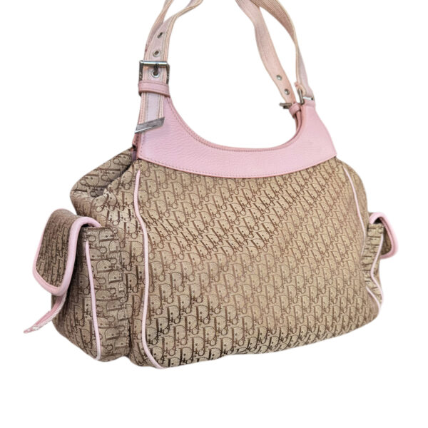 Dior Monogram Pocket Hobo Columbus Shoulder Bag in Beige / Baby Pink / Silver - Image 4