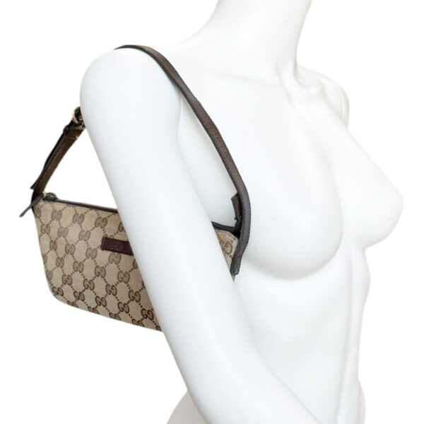 Gucci Monogram Pochette Shoulder Bag in Beige / Brown / Gold - Image 9