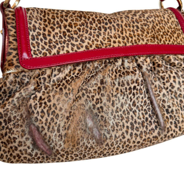 Fendi Leopard Print Calfskin Chef Shoulder Bag in Brown / Red / Gold - Image 5