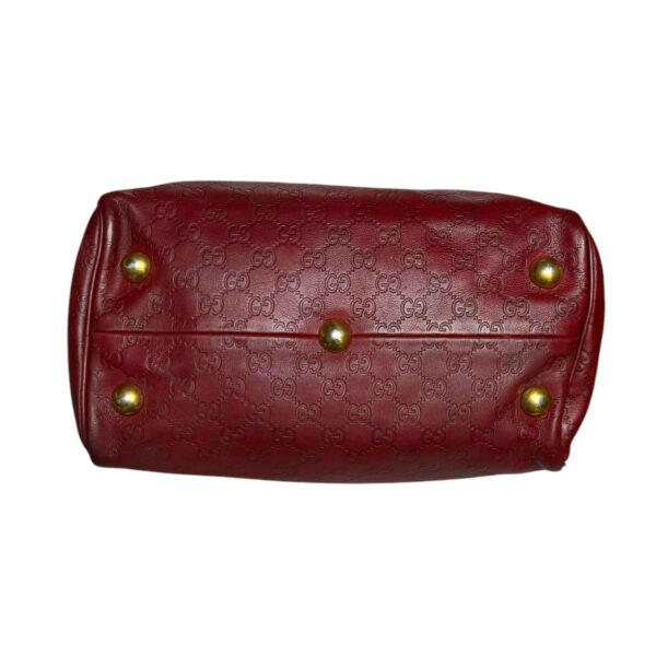 Gucci Monogram Leather Boston Bag in Maroon Red / Gold - Image 5