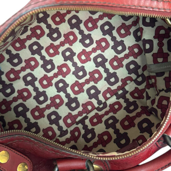 Gucci Monogram Leather Boston Bag in Maroon Red / Gold - Image 6
