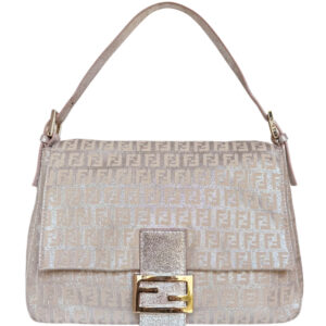Vintage Fendi Monogram Metallic Mamma Shoulder Baguette Bag in Pink / Silver / Gold | NITRYL