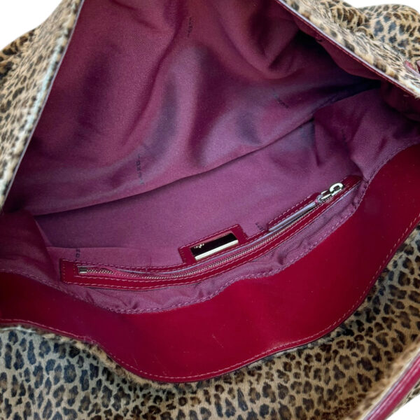 Fendi Leopard Print Calfskin Chef Shoulder Bag in Brown / Red / Gold - Image 7
