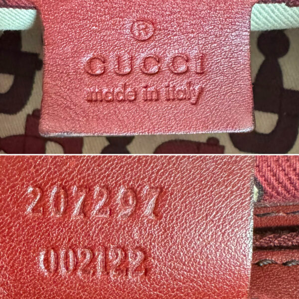 Gucci Monogram Leather Boston Bag in Maroon Red / Gold - Image 7