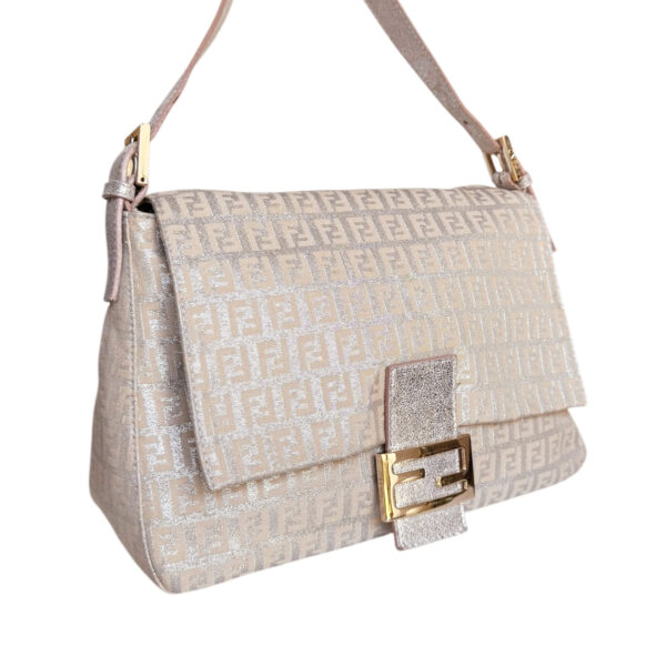 Fendi Monogram Metallic Mamma Shoulder Baguette Bag in Pink / Silver / Gold - Image 2