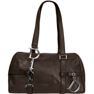 Vintage Dior Leather Logo Strap Shoulder Bag in Brown / Silver | NITRYL